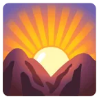 Emoji Amanecer sobre montañas en Google