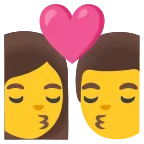 Kiss: Woman, Man emoji on Google