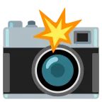 Camera with Flash emoji on Google