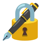 Emoji Candado con pluma estilográfica en Google