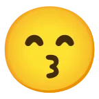 Kissing Face with Smiling Eyes emoji on Google