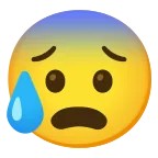 Emoji Cara con ansiedad y sudor en Google