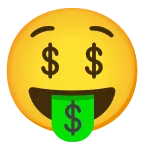 Money-Mouth Face emoji on Google