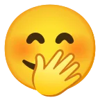 Emoji Cara con mano sobre la boca en Google