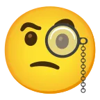 Face with Monocle emoji on Google