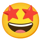 Emoji Cara sonriendo con estrellas en Google