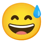 Emoji Cara sonriendo con sudor frío en Android