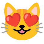 Emoji Gato sonriendo con ojos de corazón en Google