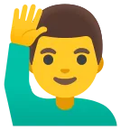 Man Raising Hand emoji on Google