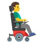 Man in Motorized Wheelchair: Facing Right emoji on Google