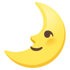 Emoji Luna de cuarto creciente con cara en Google