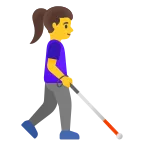 Woman with White Cane: Facing Right emoji on Google