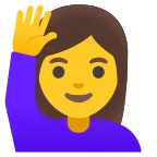Woman Raising Hand emoji on Google