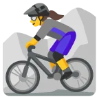 Emoji Mujer en bicicleta de montaña en Google