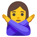 Emoji Mujer haciendo el gesto de "no" en Google