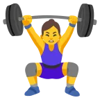 Emoji Mujer levantando pesas en Google