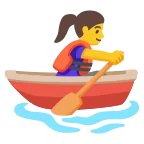 Emoji Mujer remando en un bote en Google