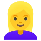 Woman: Blond Hair emoji on Google