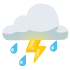 Cloud with Lightning and Rain emoji on Google