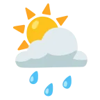 Emoji Sol detrás de una nube con lluvia en Google