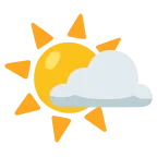 Emoji Sol detrás de una nube pequeña en Google
