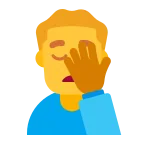 Emoji Hombre con la mano en la frente en Microsoft
