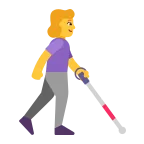 Woman with White Cane: Facing Right emoji on Microsoft