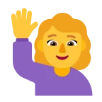 Woman Raising Hand emoji on Microsoft