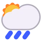 Emoji Sol detrás de una nube con lluvia en Microsoft