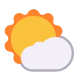Emoji Sol detrás de una nube pequeña en Microsoft