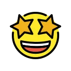 Emoji Cara sonriendo con estrellas en OpenMoji