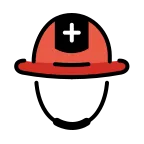 Emoji Casco con una cruz blanca en OpenMoji