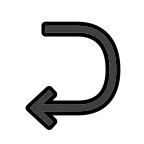 Emoji Flecha derecha curvándose a la izquierda en OpenMoji