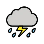 Cloud with Lightning and Rain emoji on OpenMoji