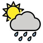 Emoji Sol detrás de una nube con lluvia en OpenMoji