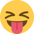 Squinting Face with Tongue emoji on Twitter / X