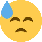 Downcast Face with Sweat emoji on Twitter / X