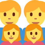 Emoji Familia: hombre, hombre, niña, niña en Twitter / X