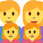 Emoji Familia: hombre, mujer, niña, niña en Twitter / X