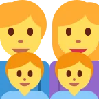 Family: Man, Woman, Boy, Boy emoji on Twitter / X
