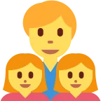 Emoji Familia: hombre, niña, niña en Twitter / X