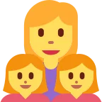 Emoji Familia: mujer, niña, niña en Twitter / X