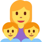 Emoji Familia: mujer, niño, niño en Twitter / X