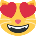 Emoji Gato sonriendo con ojos de corazón en Twitter / X