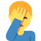 Emoji Hombre con la mano en la frente en Twitter / X