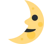 Emoji Luna de cuarto creciente con cara en Twitter / X