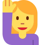 Woman Raising Hand emoji on Twitter / X