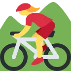 Emoji Mujer en bicicleta de montaña en Twitter / X
