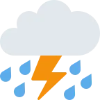 Cloud with Lightning and Rain emoji on Twitter / X