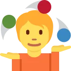 Emoji Persona haciendo malabares en Twitter / X